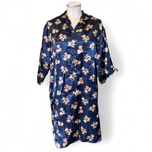 Women's Navy Floral Satin Nightshirt